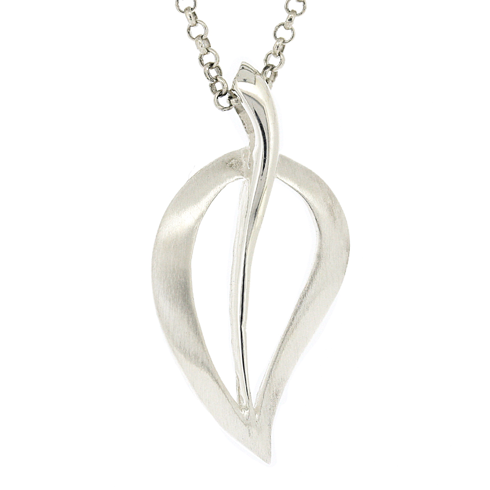Simply Silver Satinised Leaf Pendant