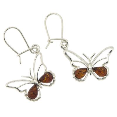 Classic Amber Hanging Butterfly Earrings