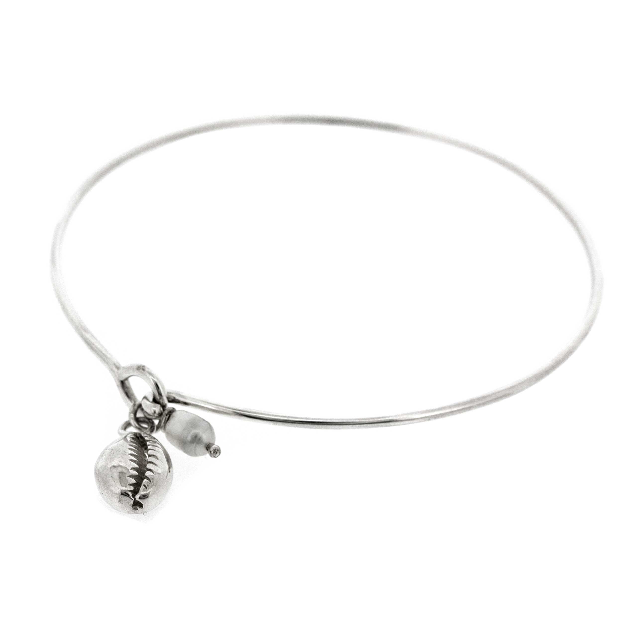 Simply Silver Bangle with Shell