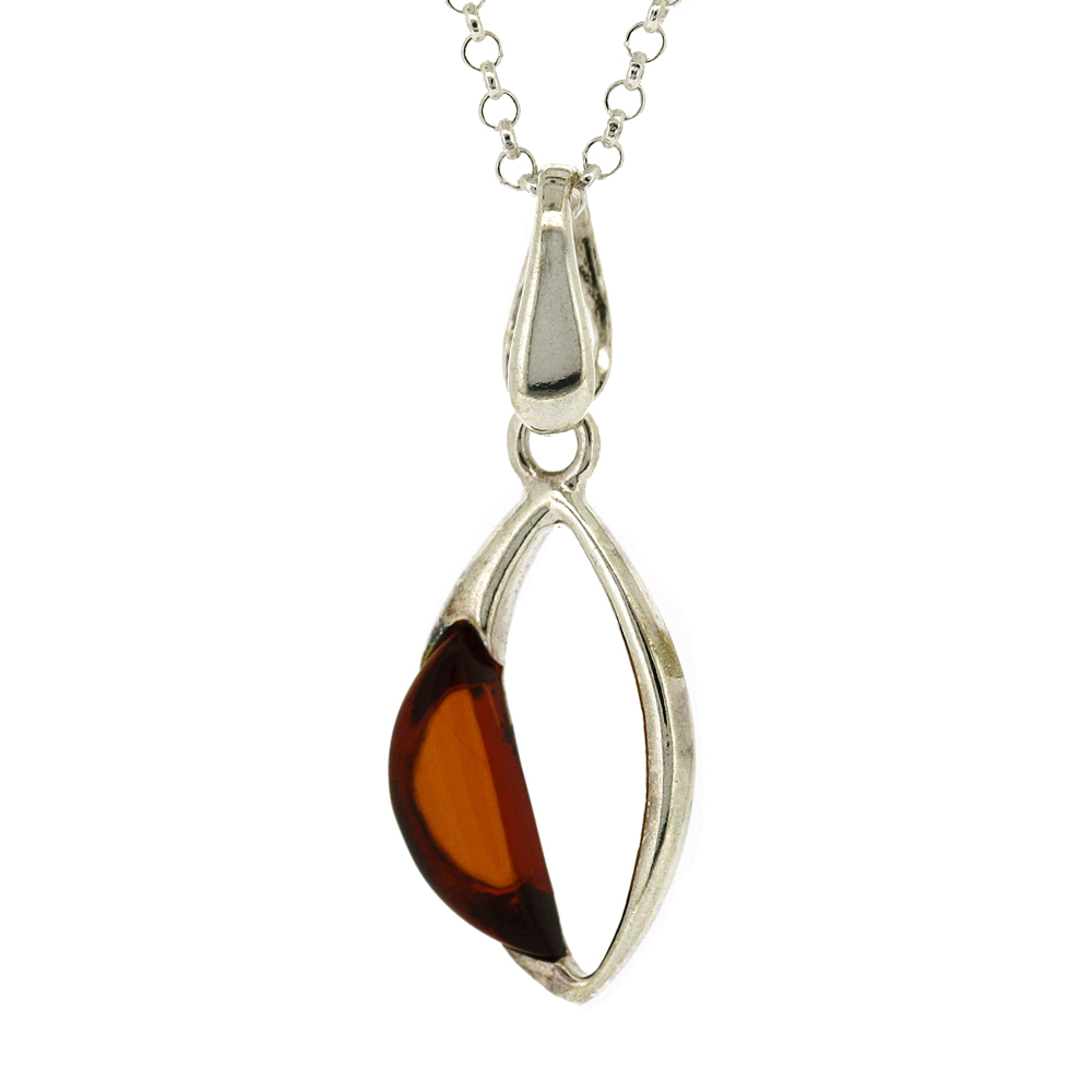 Classic Amber Open Marquise Pendant