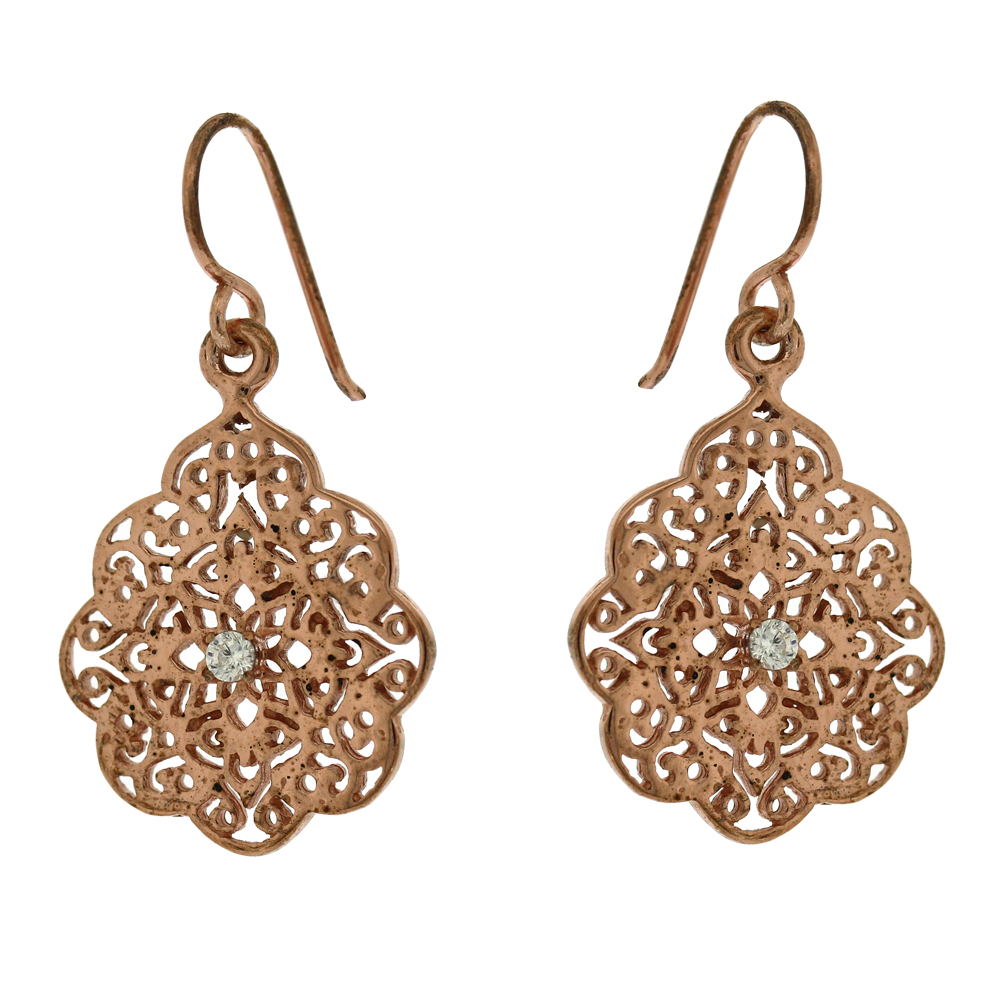 Simply Silver Lace Crystal Rose Gold Plated Earrings