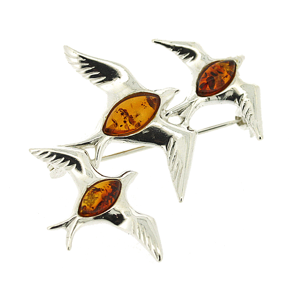 Classic Amber Mixed Swallow Brooch