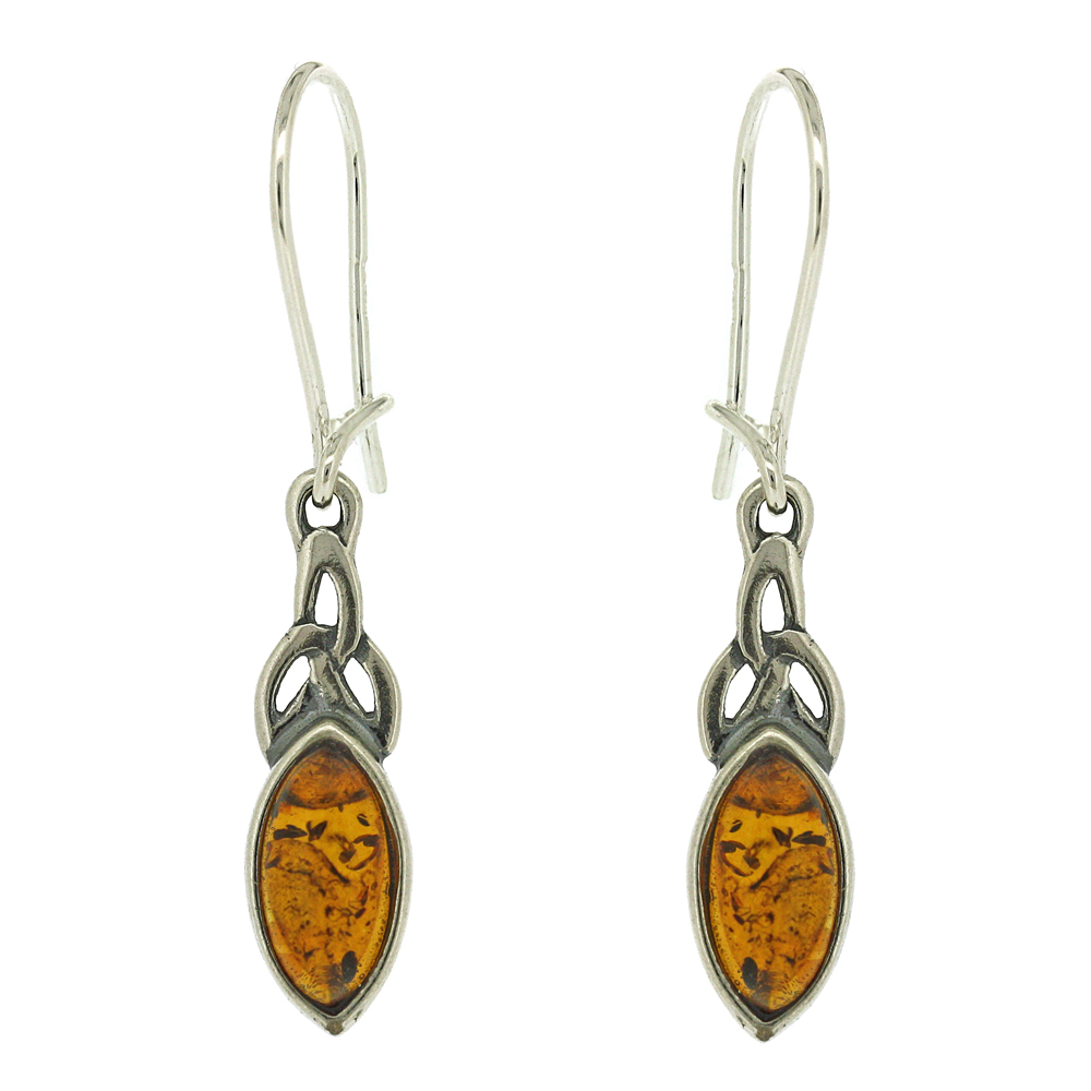 Classic Amber Celtic Marquise Earrings