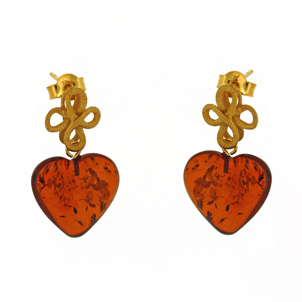 Amber Art Eternity Knot Heart Earrings