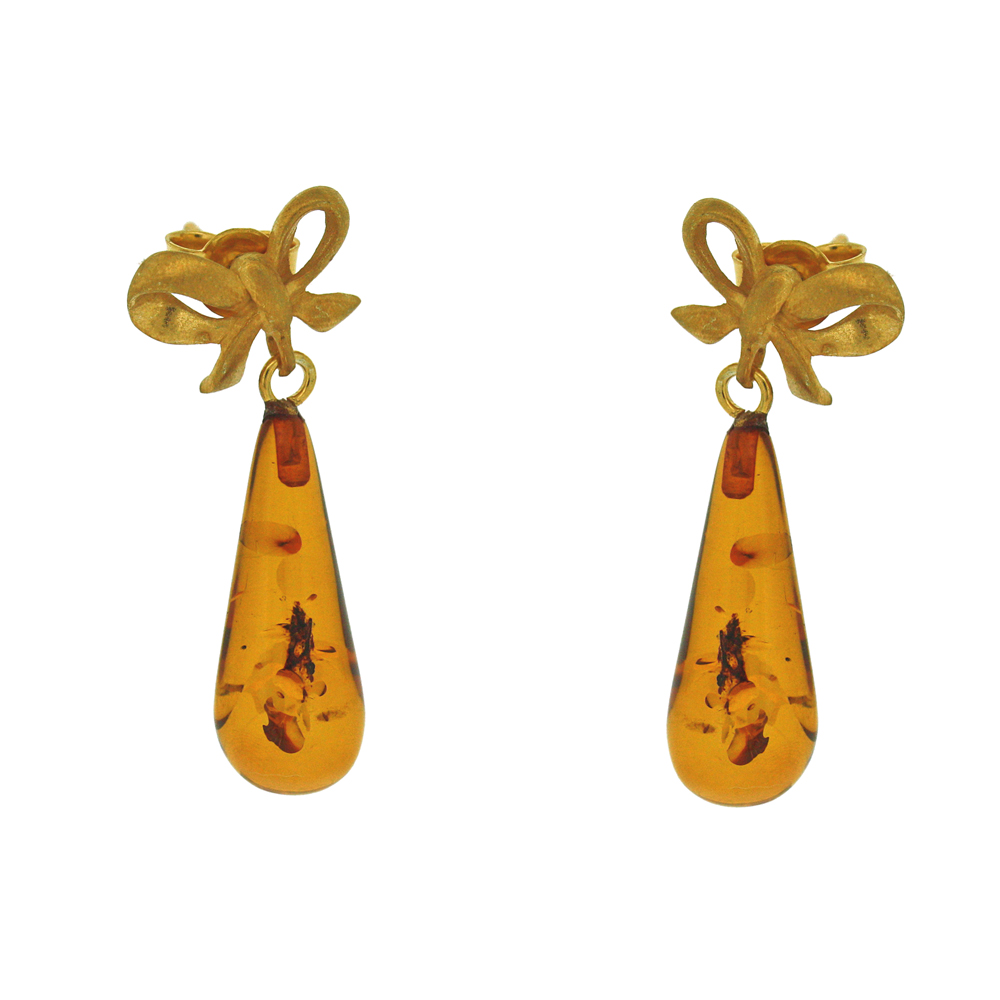 Amber Art Bow Raindrop Earrings