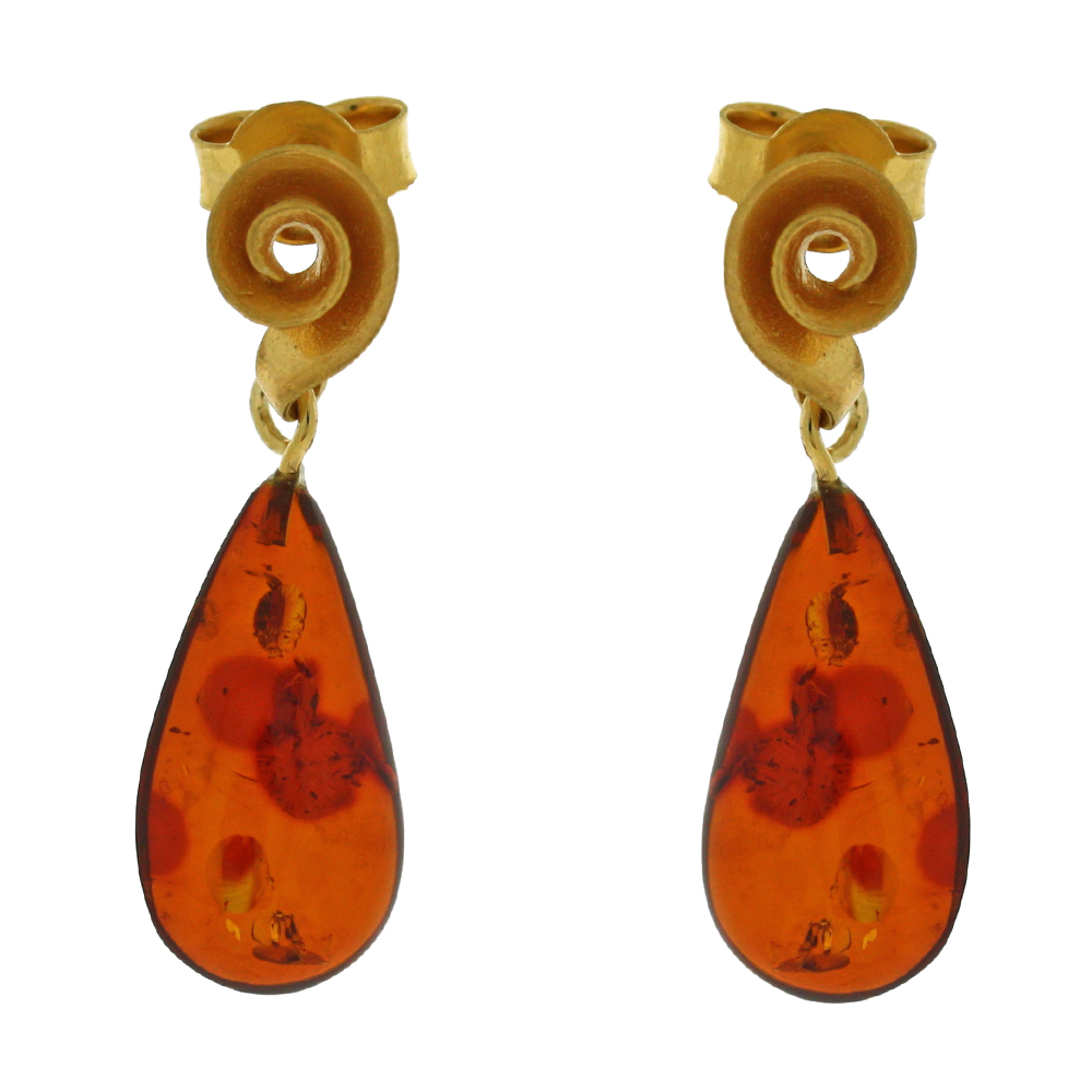 Amber Art Spiral Drop Earrings