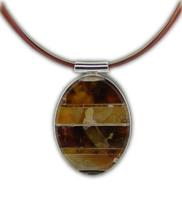 Mosaic Amber Oval Necklace