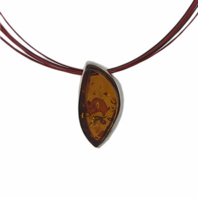 Amber Necklace with Red Steel Wire Necklace
